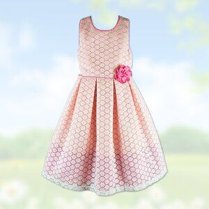 NWT Coral Peach/Pink Floral Lace Dress - Girls Size 12 - Jona Michelle Dresses
